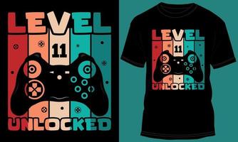 gamer o gioco livello 11 sbloccato maglietta design vettore