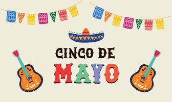 cinco de mayo - Maggio 5, un' federale vacanza nel Messico bandiera modello per Messico indipendenza celebrazione sfondo. fiesta bandiera e manifesto design con bandiere, fiori, e decorazioni. vettore