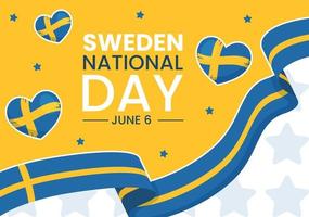 Svezia nazionale giorno vettore illustrazione su 6 giugno celebrazione con svedese bandiera nel piatto cartone animato mano disegnato per ragnatela bandiera o atterraggio pagina modelli