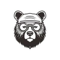 orso portafortuna logo indossare occhiali. grafico design modello vettore
