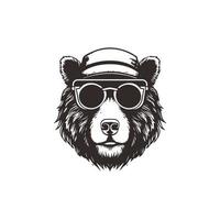 orso portafortuna logo indossare occhiali. grafico design modello vettore