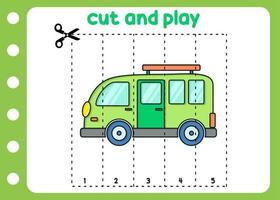 tagliare e giocare furgone divertimento bambini gioco vettore