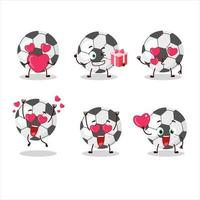 calcio palla cartone animato personaggio con amore carino emoticon vettore
