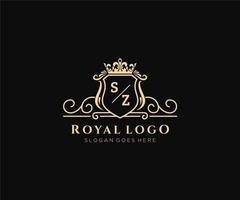 iniziale sz lettera lussuoso marca logo modello, per ristorante, regalità, boutique, bar, Hotel, araldico, gioielleria, moda e altro vettore illustrazione.