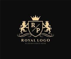 iniziale rp lettera Leone reale lusso stemma araldico logo modello nel vettore arte per ristorante, regalità, boutique, bar, Hotel, araldico, gioielleria, moda e altro vettore illustrazione.