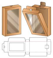disegno del modello fustellato di imballaggio della scatola. Modello 3d vettore