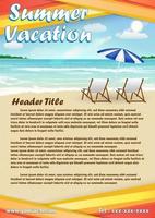 vacanze estive con banner poster spiaggia di sabbia vettore