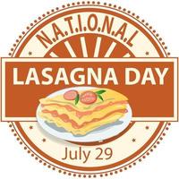 segno della giornata nazionale delle lasagne vettore