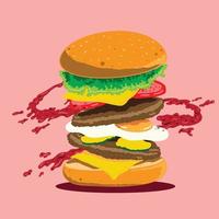 Hamburger vettore illustrazione. isolato su un' rosa sfondo.
