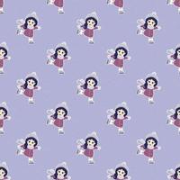 bambina pattinaggio su ghiaccio seamless pattern vettore