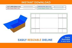 vassoio ondulato pieghevole scatola Dieline modello e 3d scatola design scatola Dieline e 3d scatola vettore