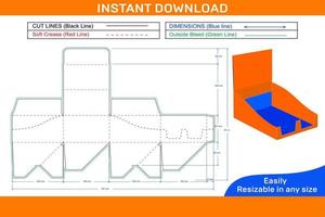 pop scatola Dieline modello e 3d vettore file, facilmente modificabile e ridimensionabile scatola Dieline e 3d scatola