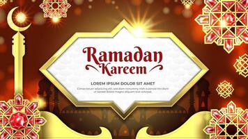 rosso e oro elegante Ramadan kareem bandiera vettore