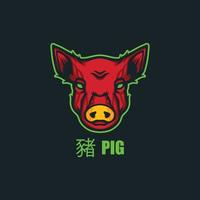 maiale Cinese zodiaco logo per portafortuna o emblemi vettore