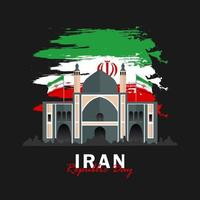 vettore della festa della repubblica con bandiere iran. celebrazione della festa della repubblica iraniana.