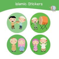 carino islamico etichetta immagini. islamico etichetta collezioni. colorato stampabile etichetta per scuola materna. colorato flashcard. vettore illustrazione.