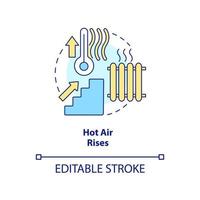 caldo aria sorge concetto icona. casa clima effetto. inverno riscaldamento consigli astratto idea magro linea illustrazione. isolato schema disegno. modificabile ictus vettore