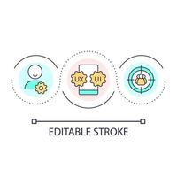 utente centrato applicazione ciclo continuo concetto icona. sito web usabilità. digitale servizio. UX design principio astratto idea magro linea illustrazione. isolato schema disegno. modificabile ictus vettore