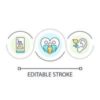 ragnatela prodotti per utenti con disabilità ciclo continuo concetto icona. rimozione ostacoli. UX design principio astratto idea magro linea illustrazione. isolato schema disegno. modificabile ictus vettore