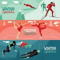 illustrazione vettoriale di banner orizzontale di sport invernali