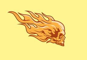 Illustrazione fiammeggiante della mascotte di logo di vettore del cranio