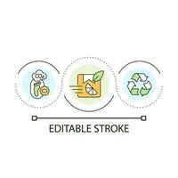 ridurre carbonio orma ciclo continuo concetto icona. eco-friendly marca. sostenibile sviluppo. verde attività commerciale astratto idea magro linea illustrazione. isolato schema disegno. modificabile ictus vettore