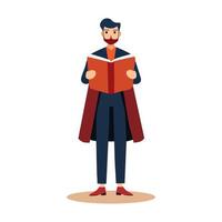 vettore illustrazione di uomo lettura libro in piedi