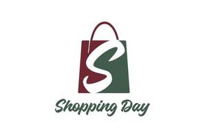 semplice minimalista iniziale lettera S con shopping Borsa per vendita sconto promo memorizzare logo design vettore