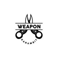 arma logo, tradizionale arma karambit vettore, ninja combattente attrezzo semplice disegno, simbolo icona, illustrazione vettore