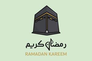 santo kaaba nel mecca Arabia arabia vettore illustrazione. islamico vacanza icona concetto. Ramadan kareem islamico sfondo con kaaba moschea vettore design. Ramadan kareem vettore saluto inviare design.