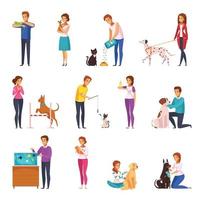 persone con animali domestici cartoon set illustrazione vettoriale