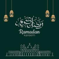 calligrafia araba di ramadan kareem con ornamenti islamici tradizionali. illustrazione vettoriale