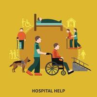 illustrazione vettoriale di composizione piatta persona disabile