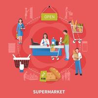 illustrazione di vettore della composizione banco cassa del supermercato