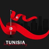 vettore del giorno dell'indipendenza con le bandiere della tunisia.