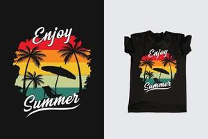 Vintage ▾ retrò tramonto estate spiaggia maglietta design per estate vibrazioni solo, California spiaggia godere estate con palma alberi sdraio ombrello maglietta grafica striscione, manifesto, aviatore vettore illustrazione