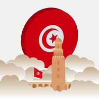 vettore del giorno dell'indipendenza con le bandiere della tunisia.