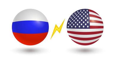 vettore impostato di Due icone di russo bandiera e bandiera di Stati Uniti d'America.