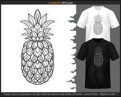 ananas frutta mandala arti isolato su nero e bianca t camicia. vettore