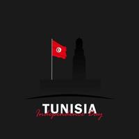 vettore del giorno dell'indipendenza con le bandiere della tunisia.