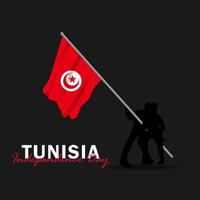 vettore del giorno dell'indipendenza con le bandiere della tunisia.