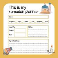 Ramadan progettista per bambini. islamico progettista per bambini. carino foglio di lavoro. vettore