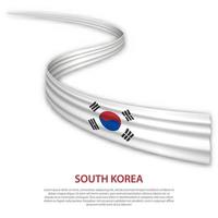 sventolando il nastro o lo striscione con la bandiera della corea del sud vettore