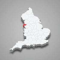 Merseyside contea Posizione entro Inghilterra 3d carta geografica vettore