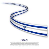 sventolando il nastro o lo striscione con la bandiera dell'israele vettore
