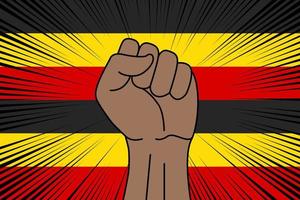 umano cazzotto stretto simbolo su bandiera di Uganda vettore