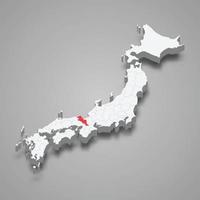 kyoto regione Posizione entro Giappone 3d carta geografica vettore