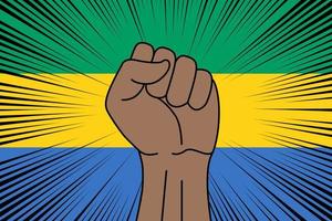 umano cazzotto stretto simbolo su bandiera di Gabon vettore