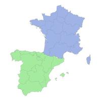 alto qualità politico carta geografica di Francia e Spagna con frontiere di il regioni o province vettore