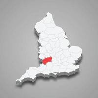 Gloucestershire contea Posizione entro Inghilterra 3d carta geografica vettore